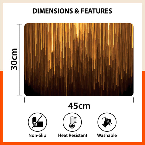 Polypropylene Table Mats & Coasters for Dining Table at Home (Golden Rain - Set of 6)
